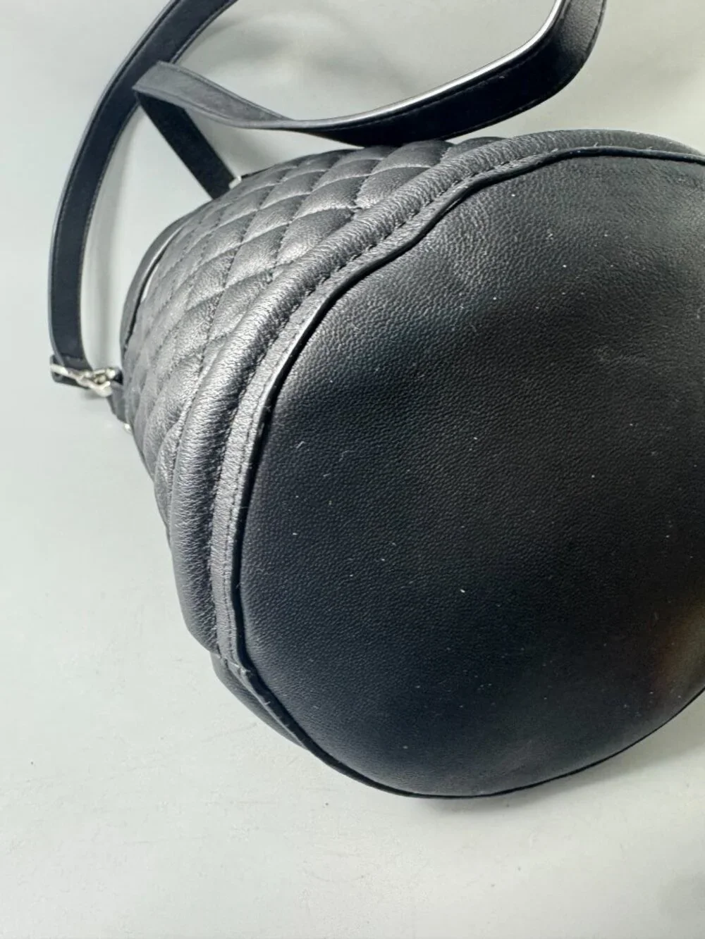 Claudie Pierlot Black Leather Quilted Bucket Bag